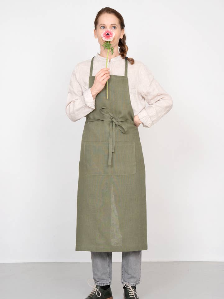 Linen Full Apron Citronelle for wholesale by Fog Linen Work