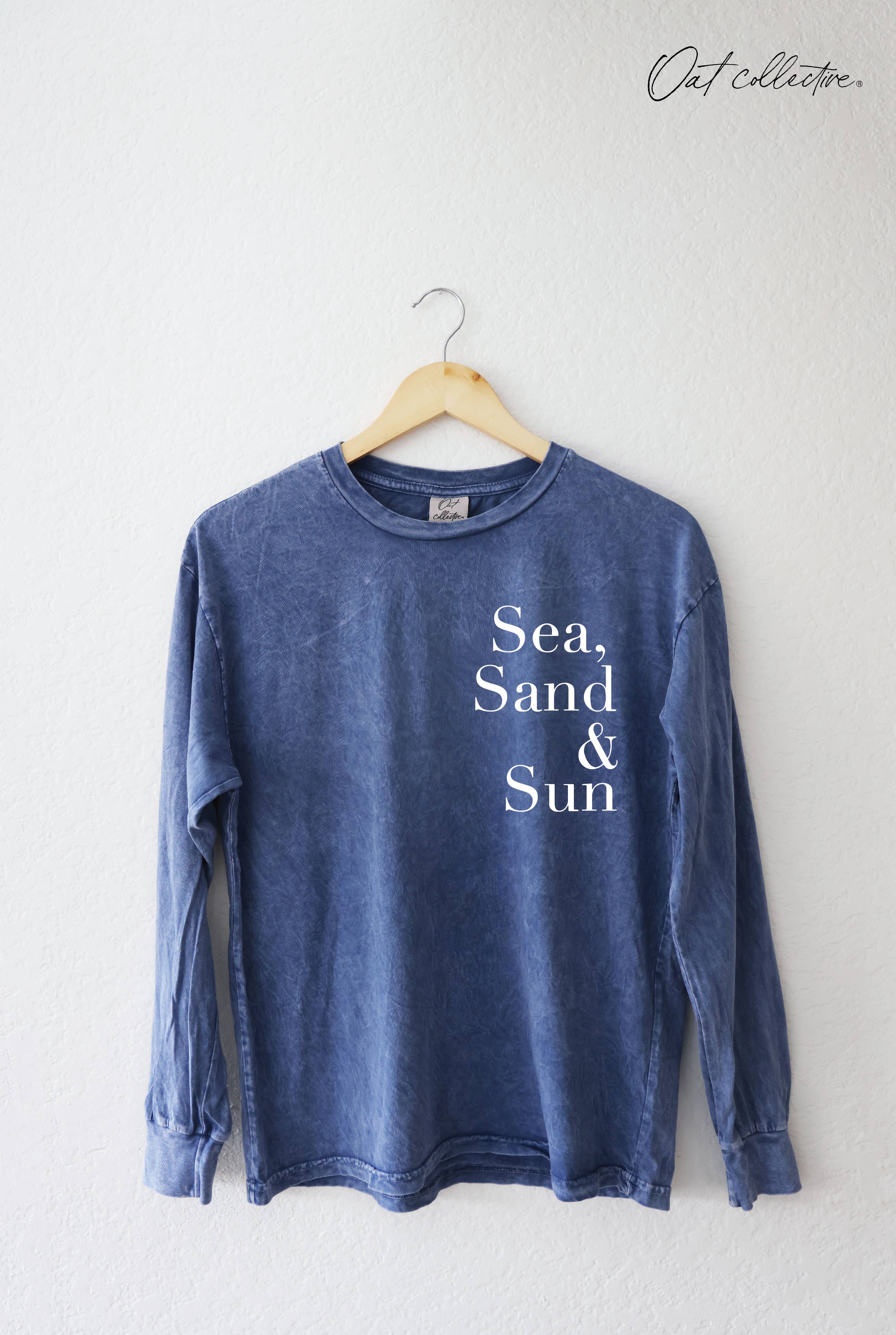 OAT COLLECTIVE - Wholesale Screen Printed T-Shirt - Women's - SEA, SAND AND SUN Mineral Washed Long Sleeve Graphic5