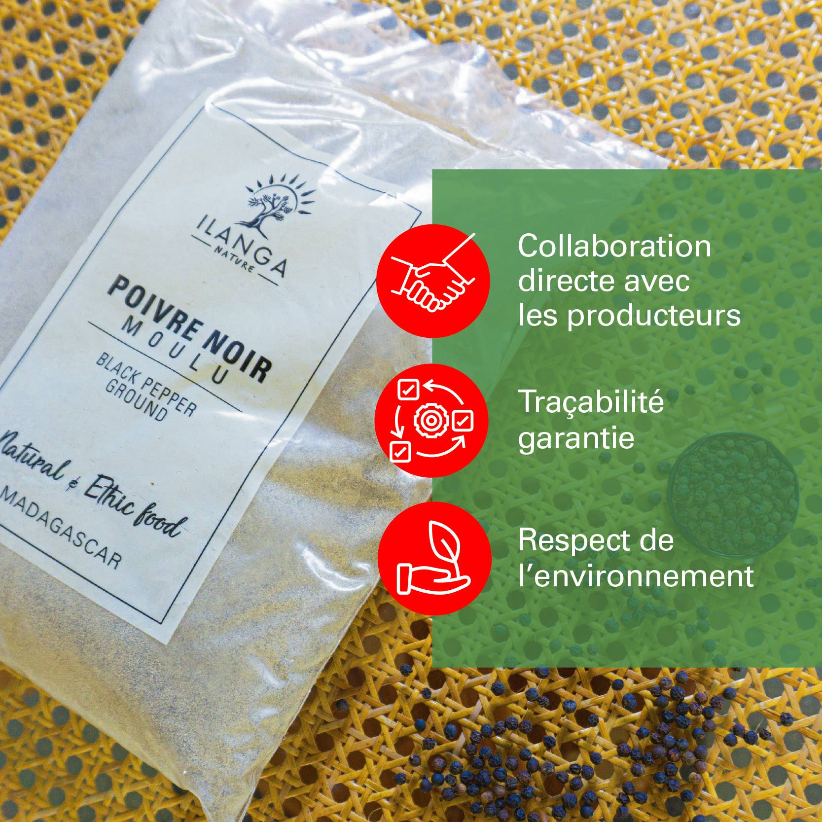 Ilanga Nature - Vente Poivre/grains de poivre - Poivre Noir Moulu 1kg4