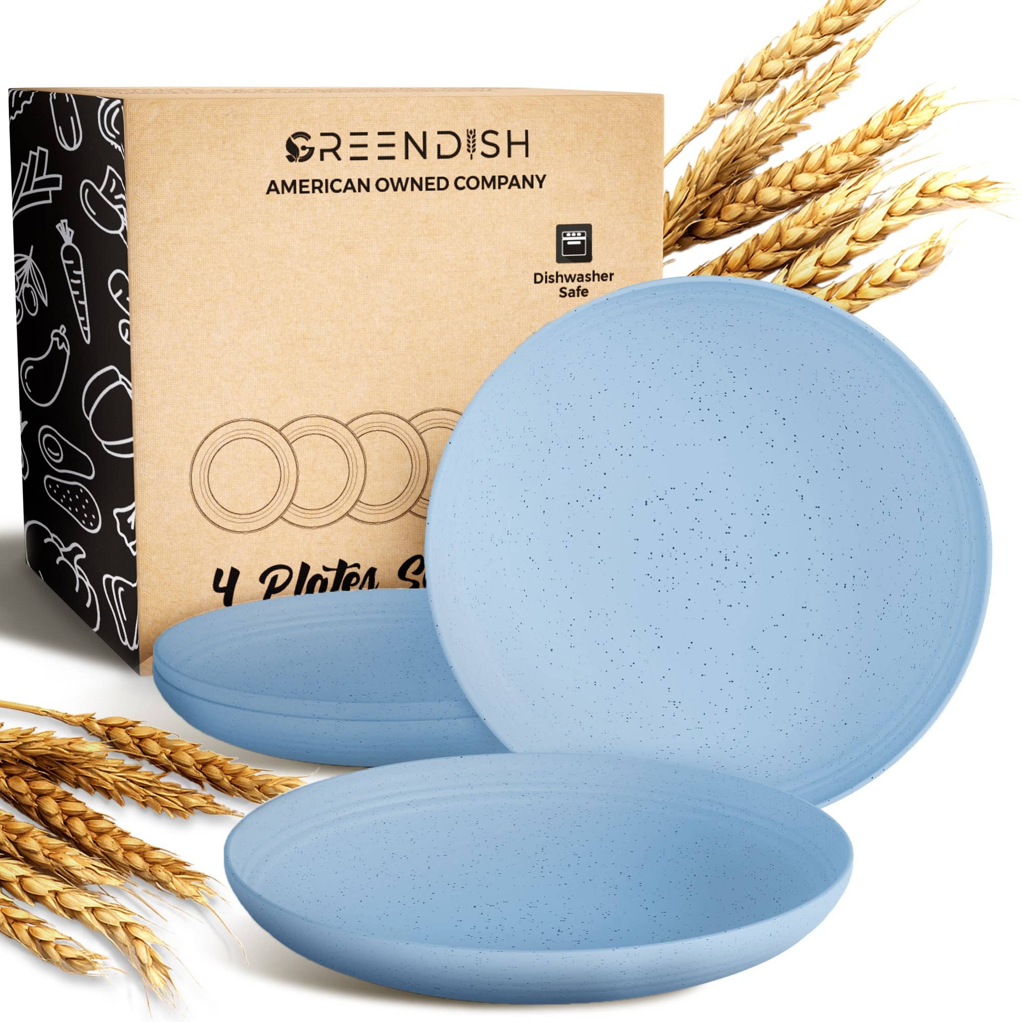 Greendish - Wholesale Dinner Plate - Eco-Friendly Wheat Straw Plates Sets - Reusable & Durable 48