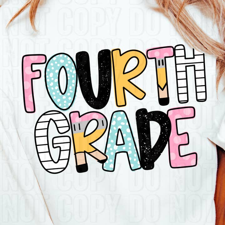 Fourth Grade Preppy DTF Transfer for wholesale by K and M Designs