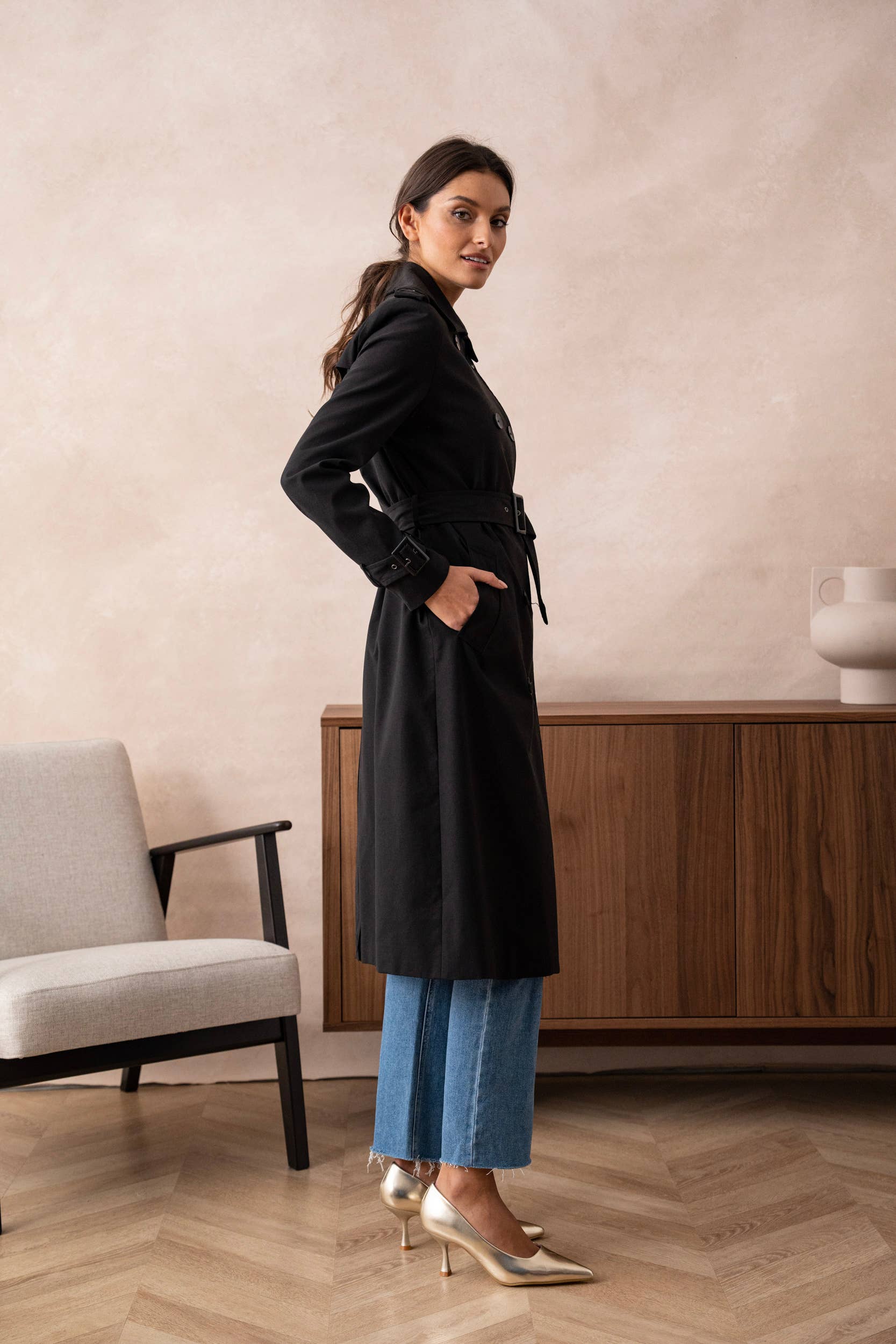 Attentif Paris - Wholesale Trench Coat - Women's - Long trench coat with cotton belt5