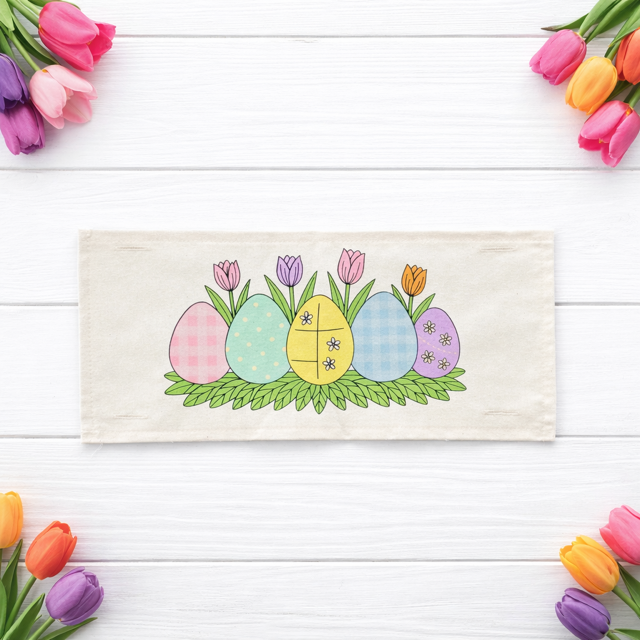 PillowPanels - Wholesale Throw/Decorative Pillow - PANEL ONLY: RECTANGLE Spring, Pastel, Bunny, Buffalo Check, Checkered  Gingham; PASTEL QUILTED EGGS  with TUILIPS1