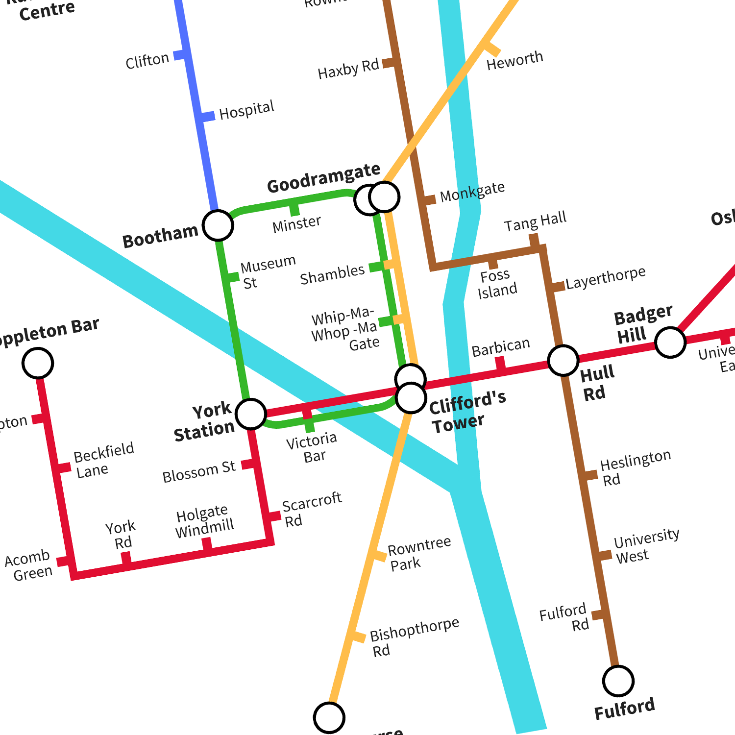 Underdog Studio – wholesale Art print – York North Yorkshire Underground Style Transport Map Print1