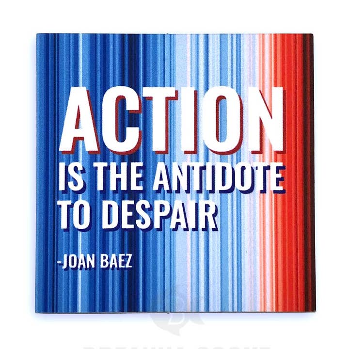 Action is the Antidote to Despair Quote | Global Warming Stripes | Sticker | 2 x 2 in. for wholesale by Breanna Cooke