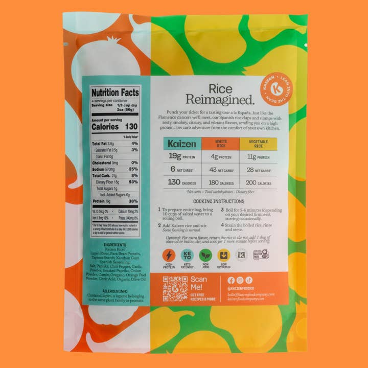 Kaizen Food Company – wholesale Ris – Spanskt ris med mycket protein – glutenfritt, 6 g nettoprotein och lågt kolhydratinnehåll6