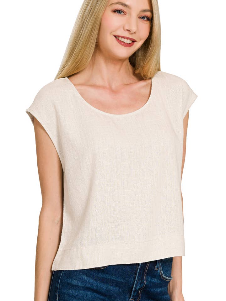 .SI-28077 Linen Sleeveless Top for wholesale by 42POPS
