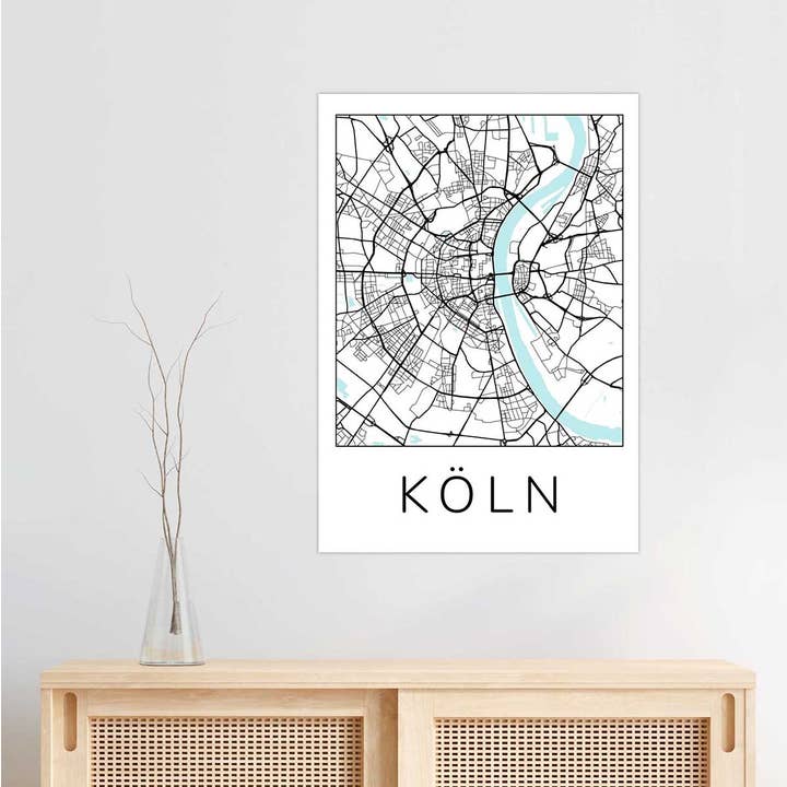 Cologne city map poster for wholesale by Happy Print Store