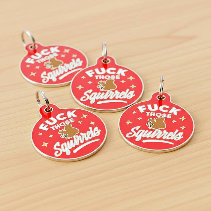 Bad Tags - Wholesale Pet Collar Charm - Cat/Dog - Personalized Dog Tag Scannable QR Code - Fck Those Squirrels8