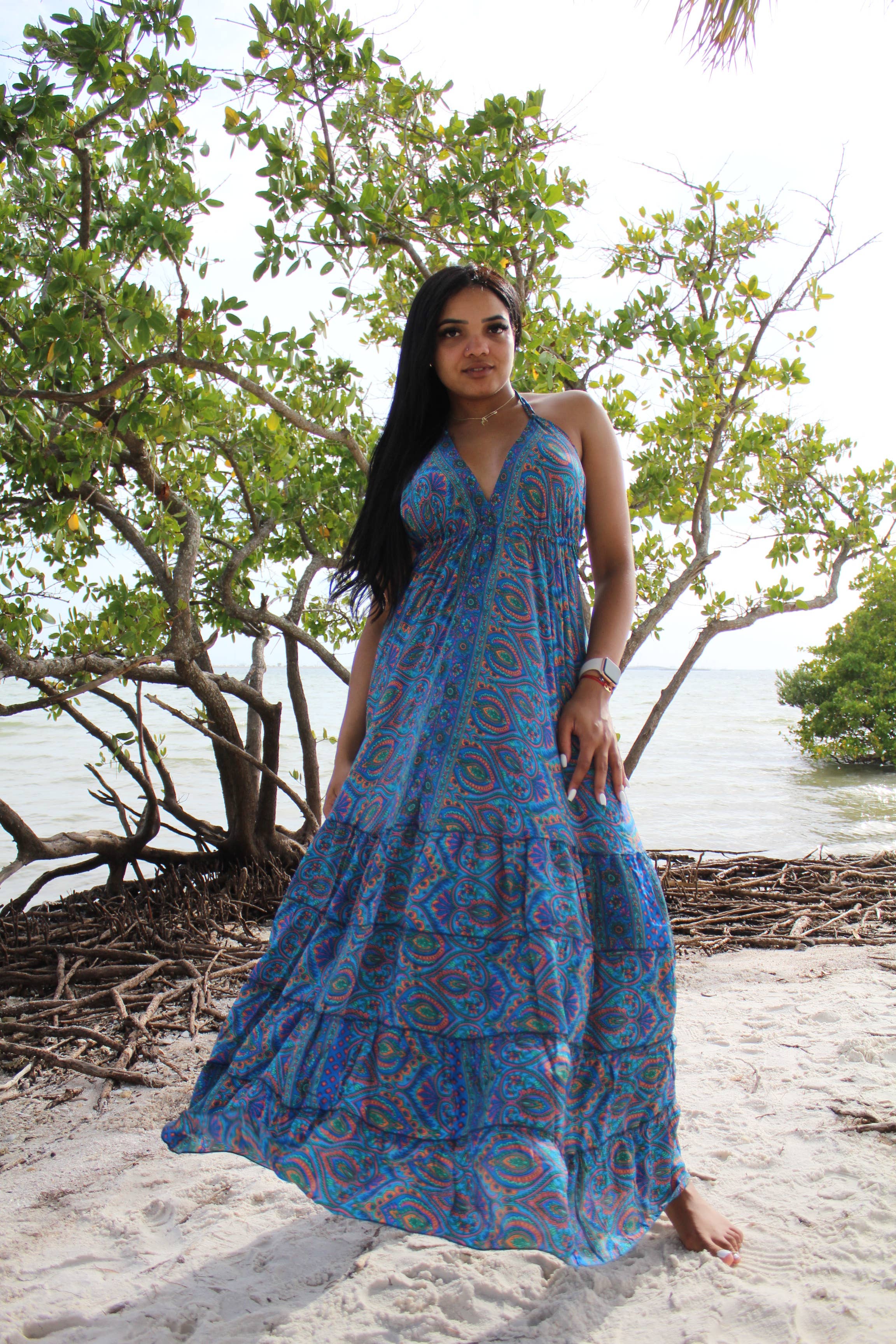 Foutaz LLC - Wholesale Dress - Women's - Bohemian Long Ruffle Dress/ Maxi Dress/ case of mixed colors2
