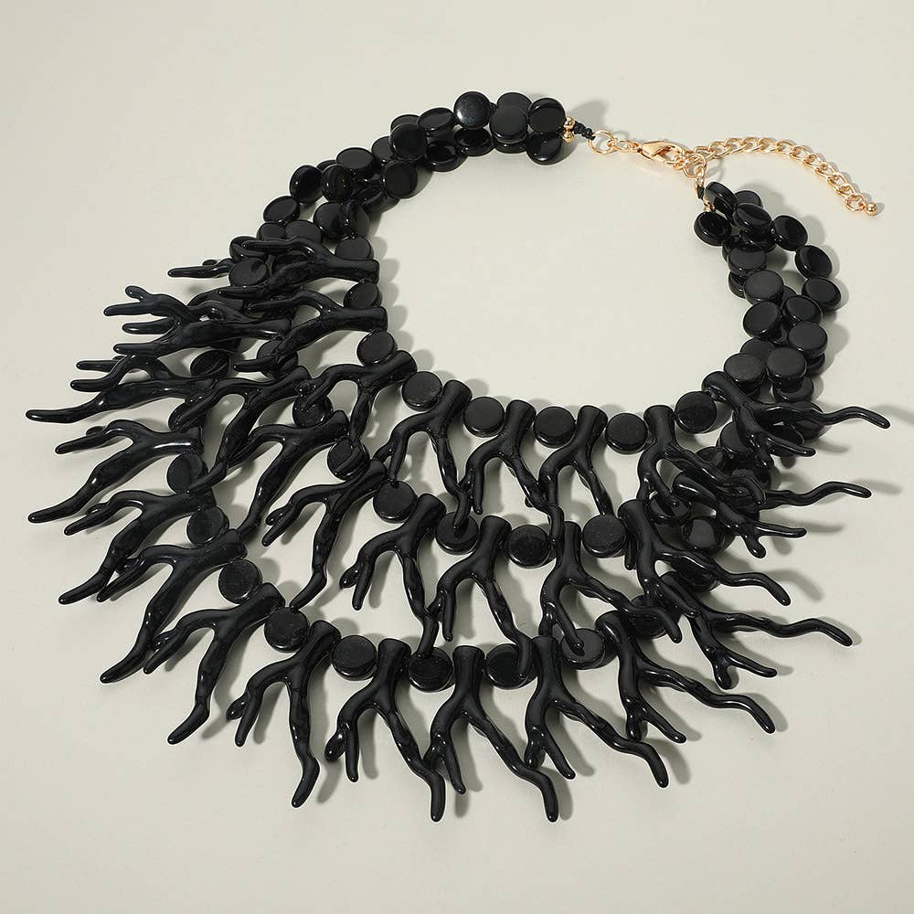 Sensibling Corp. - Wholesale Bib Necklace - Bold Layered Coral Statement Necklace0