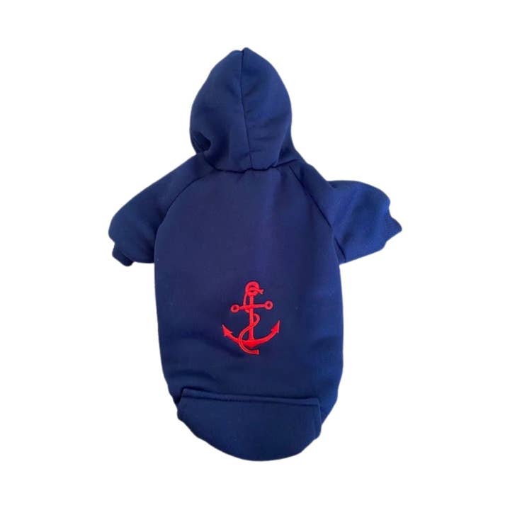 Sweat à capuche Navy Anchor pour la vente par Chloe & Max LLC
