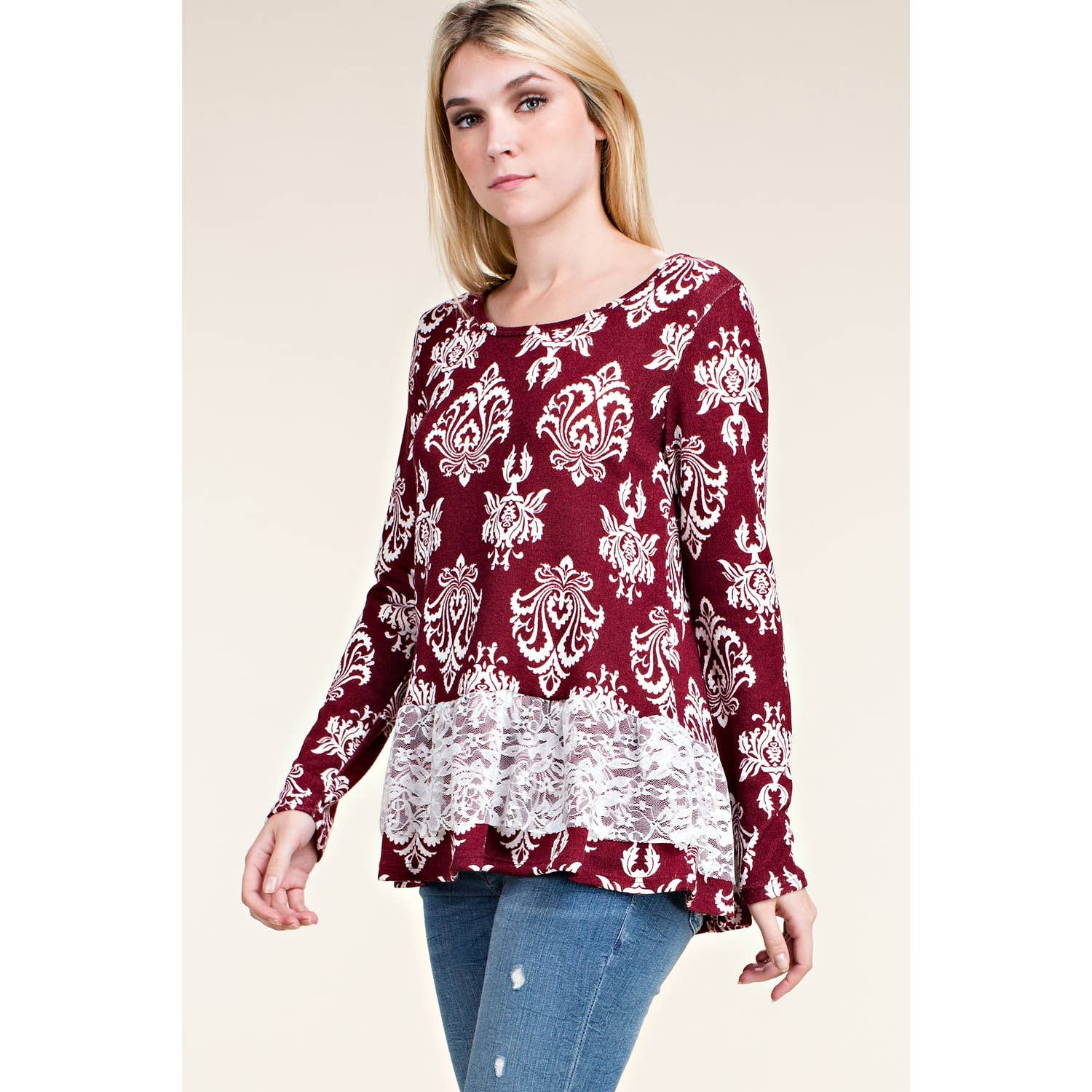 VOCAL - Wholesale Blouse - Dames - Klassieke gotische gesublimeerde print lange mouw top2