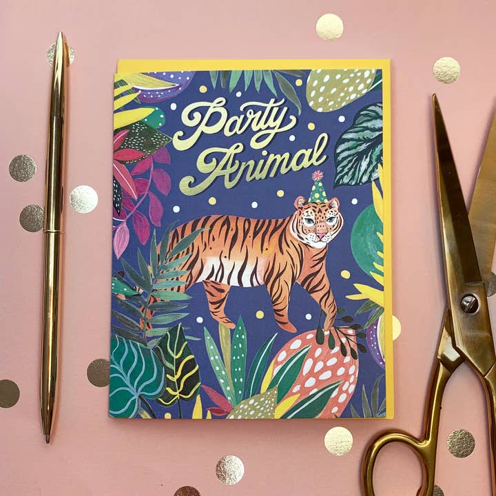Carte d'anniversaire Tiger | Papeterie | Carte de vœux d'anniversaire pour la vente par Christine De Carvalho