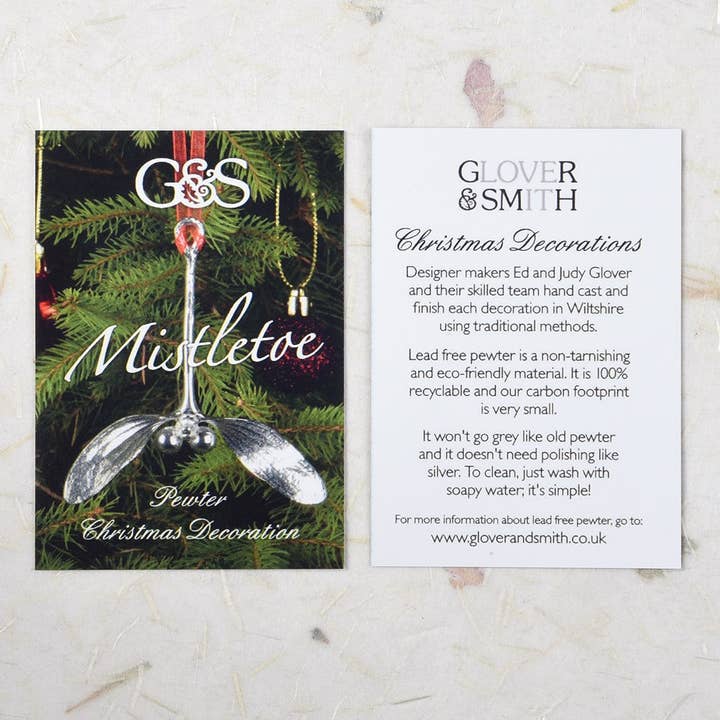 Glover & Smith - Wholesale Ornament - Mistletoe Pewter Hanging Christmas Tree Decoration4