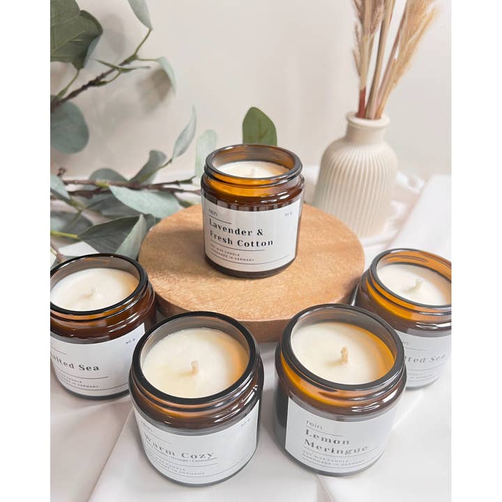 Studio Rein - Wholesale Jar/Filled Candle - Candles in Rustic Brown Jars, 3oz /90 ml, Soy Wax Candle1