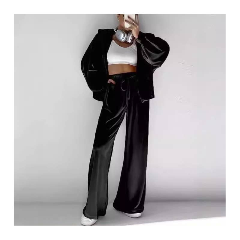 FurDecoration - Wholesale Tracksuit - Women's - Velvet Hooded Zip-Up Long Sleeve Track Suit0