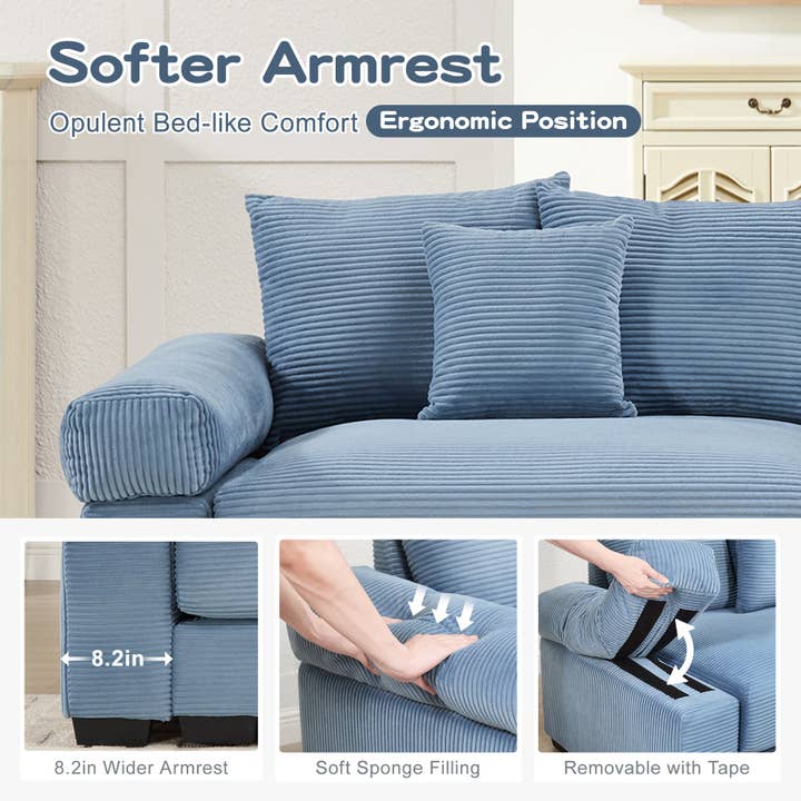 39F Inc. - Wholesale Sofa - Oversized Blue Cloud Modular Sectional Couch (13 Pillows)12