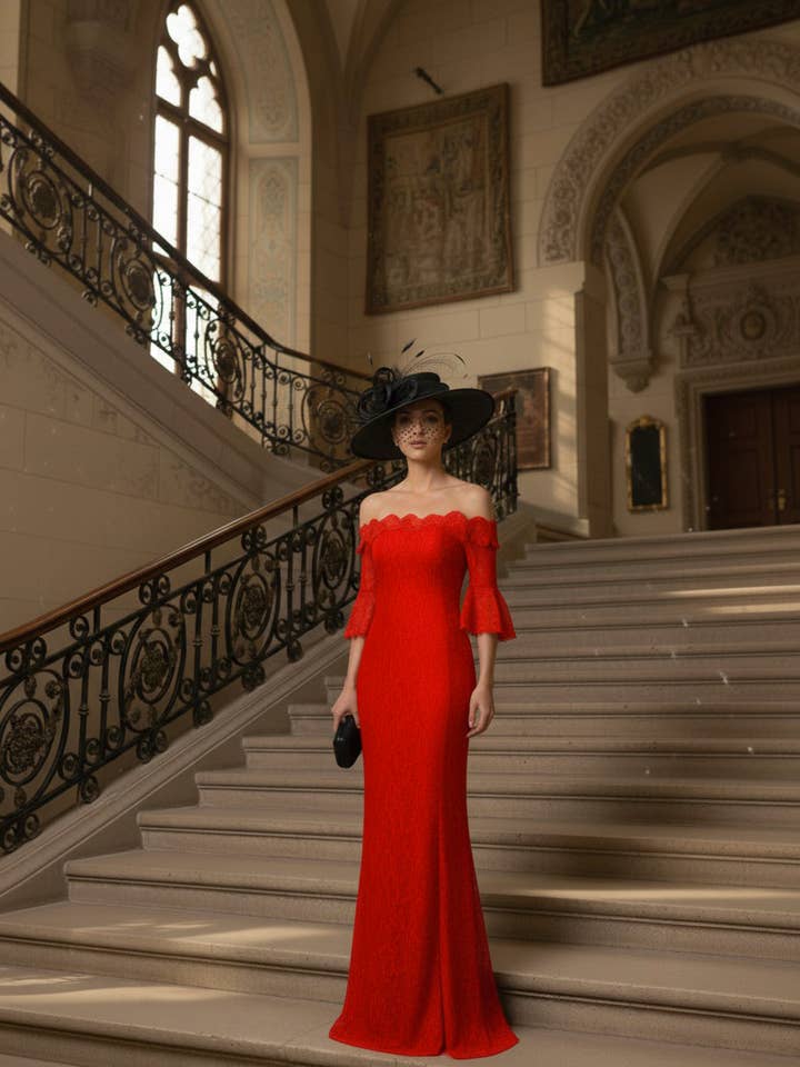 MOOYA - Wholesale Gown - Women's - Long evening lace dress - 7053