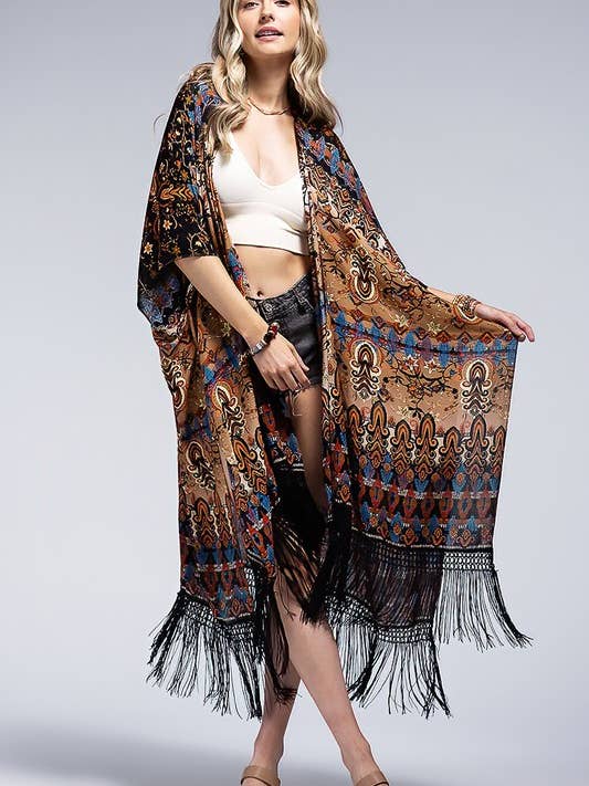 ANNECY Kimono Annecy con frange in vendita all'ingrosso su Faire