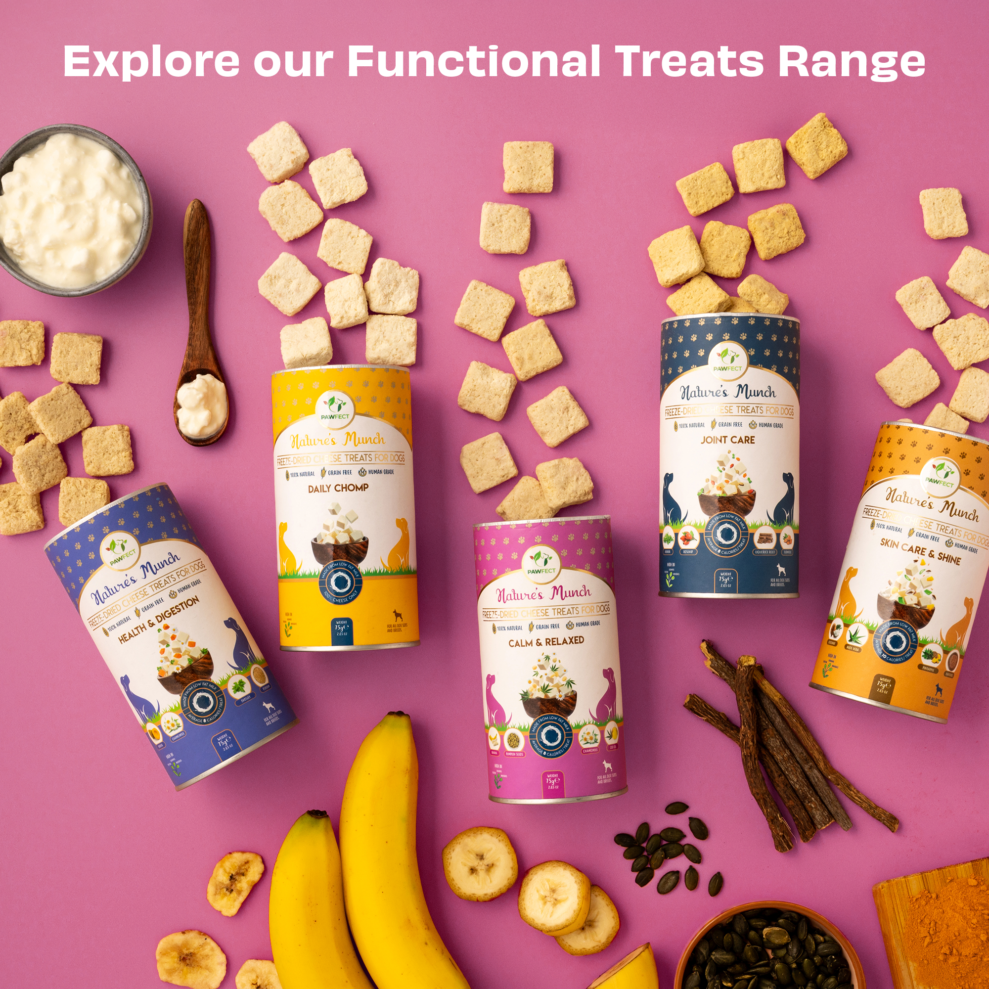 Pawfect Foods – wholesale Pet treats – Dog – Pawfect Nature's Munch Freeze-Dried cheese Calming treats for Dogs| Calm & Relaxed | 100% Natural| High Protein, Low Fat| 8 Calories per Treat| Grain-Free| Healthy Training Treat (75g/2.65oz)5