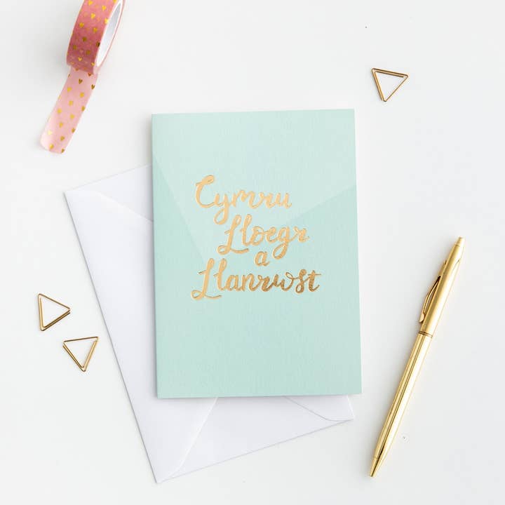 Draenog – wholesale Vardagliga hälsningskort – Cymru, Lloegr a Llanrwst - Walesiskt kort med guldfolie