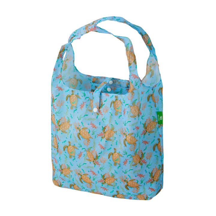 Eco Chic Lightweight Foldable Shopping Bag Sea Turtles for wholesale by Eco Chic