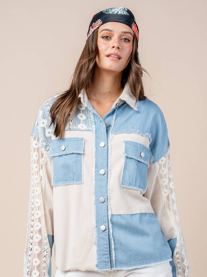 CG60012Y / MULTI-MIX-MEDIA-CHAMBRAY-SHACKET für den Großhandel von BEIVY & COLLABO