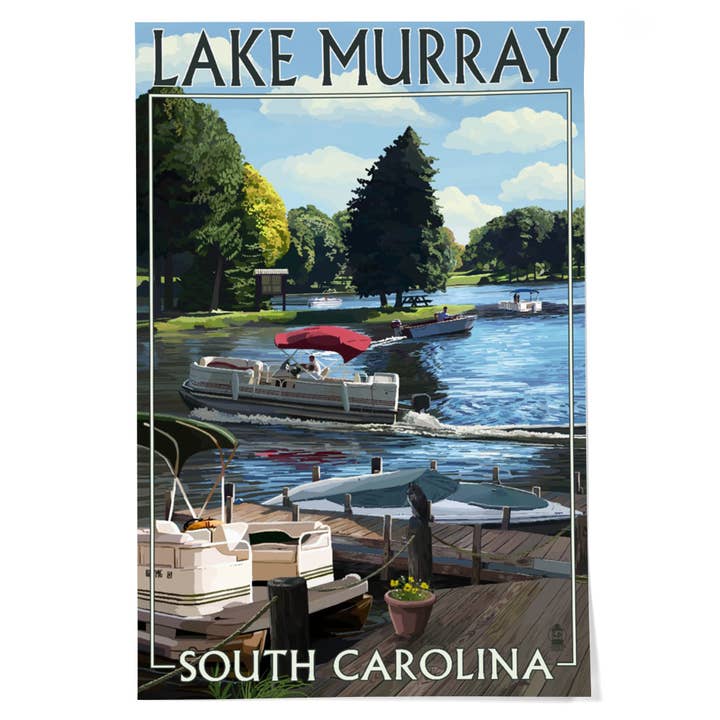 GICLEE PRINT Lake Murray, South Carolina Pontoon Boats for wholesale by Lantern Press