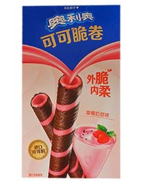 Exotic Oreo Cocoa Crisp Roll Strawberry 12 Count for wholesale by Mr. YuYu's Chililicious Candy