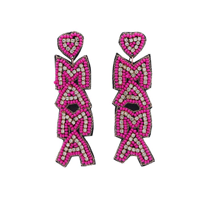 Urbanista Outlet - Wholesale Dangle Earrings - Letter Mama Beaded Drop Earrings