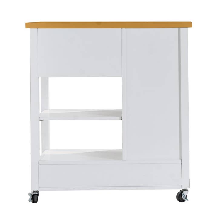 39F Inc. - Wholesale Kitchen Storage/Organizer - White Kitchen Island Cart with Walnut Top and Storage Drawer8