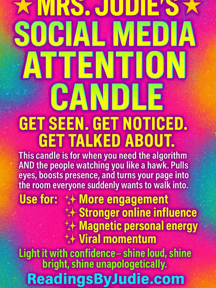 Mrs. Judie's Social Media Attention Candle for wholesale by Readings by Judie Team