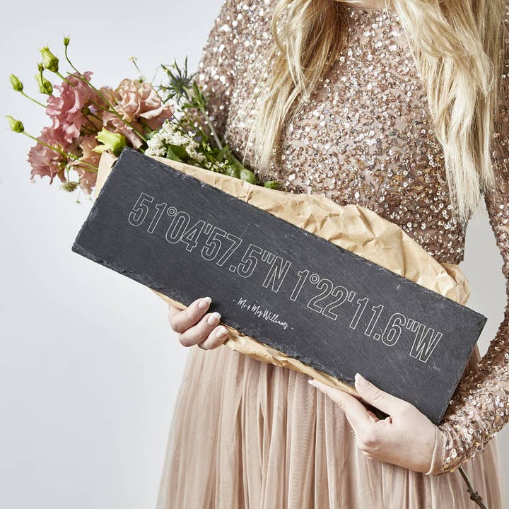 Wedding Location Personalised Cheese Board for wholesale by Sophia Victoria Joy