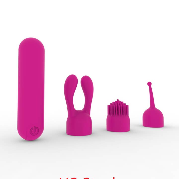 Vibromasseur Dynamic Rainbow en silicone avec 3 têtes interchangeables - Rouge rose pour la vente par Liebe Seele