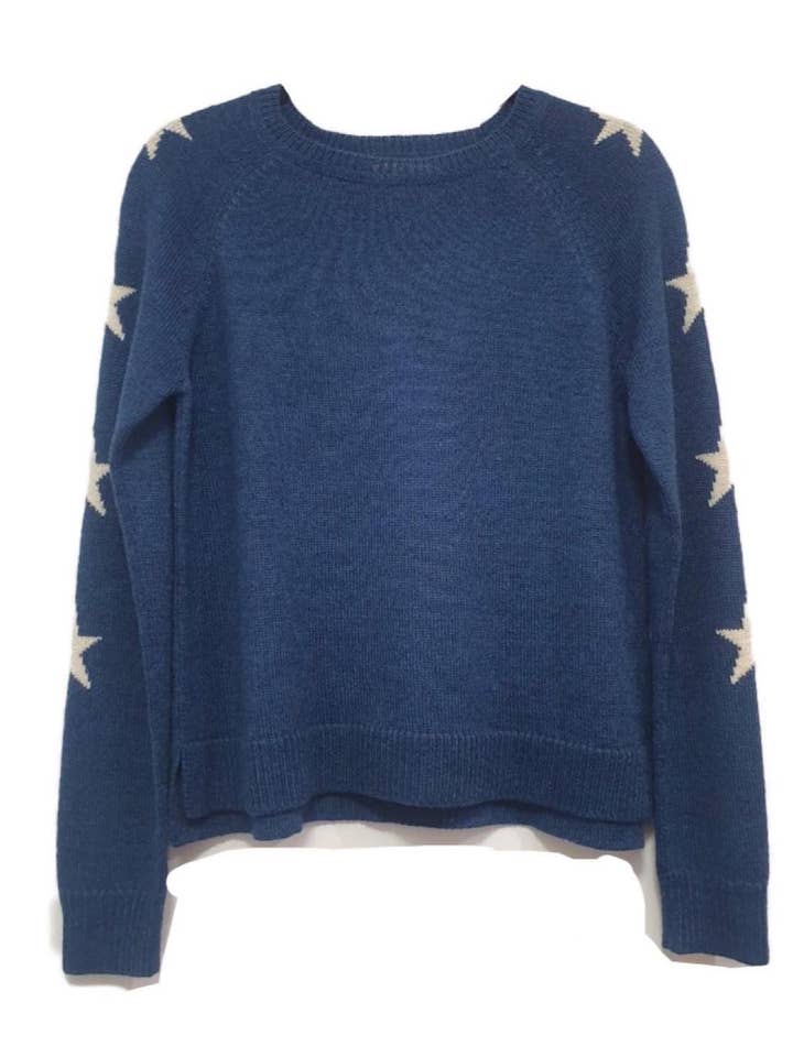 Baby alpaca wool Sweater Blue for wholesale by YAPA