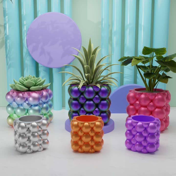 Retro Layers – Großhandel Blumentopf – Retro-Blumentopf mit Bubble Gem, Design Space Age