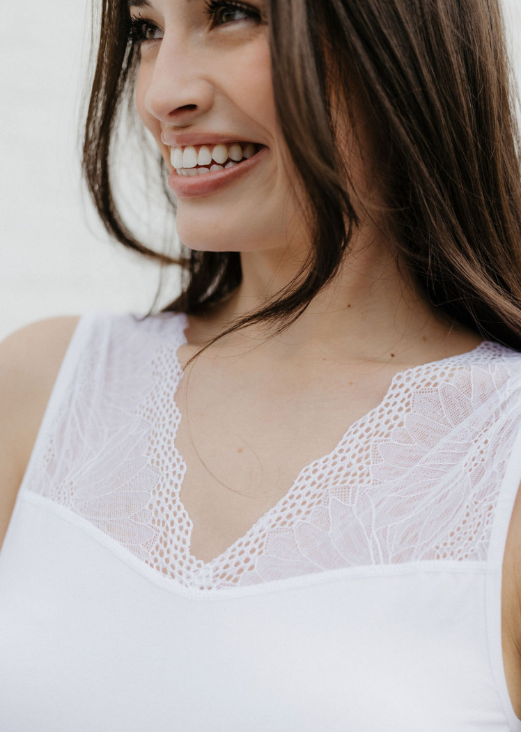 ELIETIAN - Vente Haut en maille – femme - Top réversible avec insert en dentelle9
