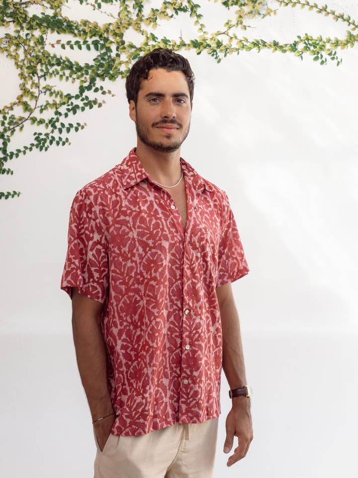 Camicia a Maniche Corte da Uomo con Bottoni - Vite di Mattone per la vendita all'ingrosso da parte di Guava Lane