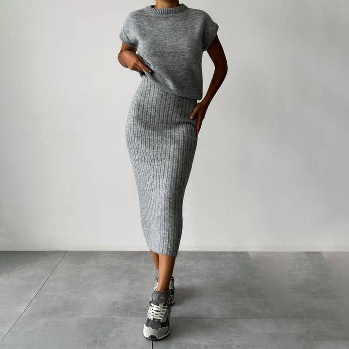 Lily Clothing - Wholesale Top & Skirt Set - Women's - SLEEVELESS JACKET AND LONG SKIRT TWO-PIECE SET7