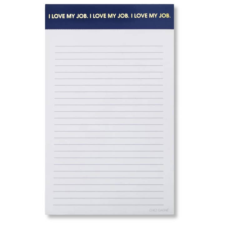 Chez Gagné - Wholesale Notepad - I Love My Job - Lined Notepad - Perforated Sheets - Navy Blue