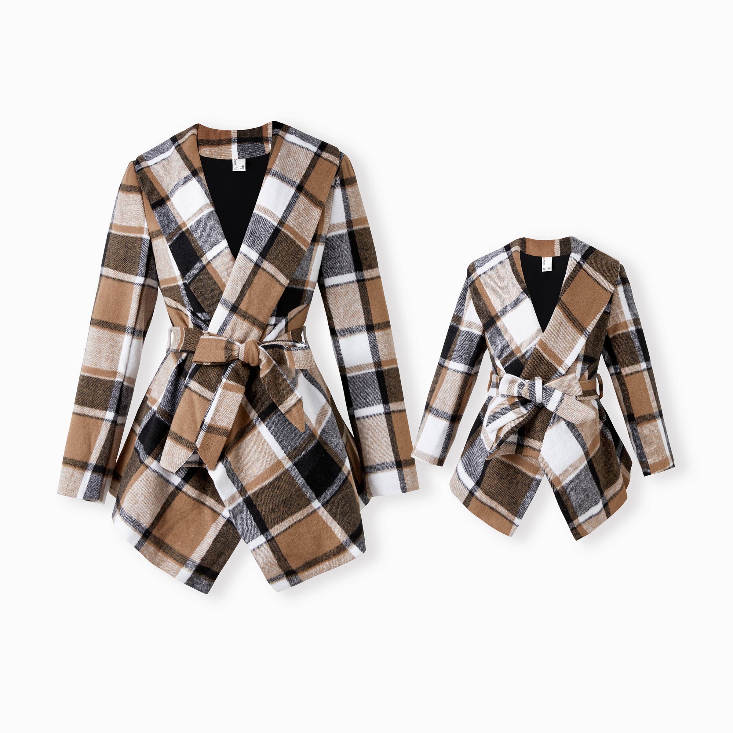 Khaki Mom & Me Matching Tops with Plaid Long Sleeves for wholesale on Faire0