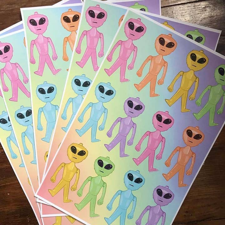 Spring Fox Studios - Wholesale Art Print - Rainbow Carnival Aliens 11x17" art poster print