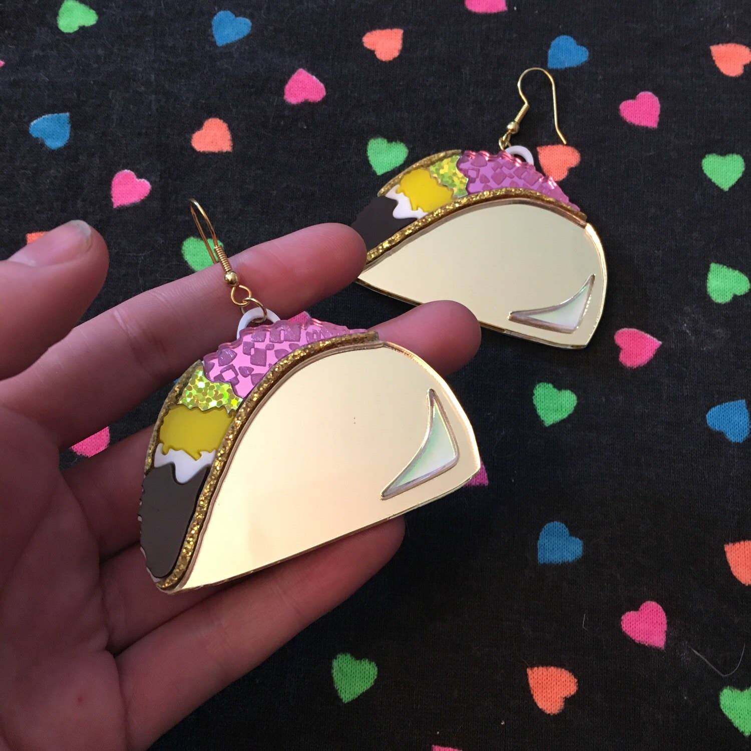 I'm Your Present - Vendita all'ingrosso Orecchini pendenti - Orecchini alimentari grandi Taco, acrilico tagliato al laser, gioielli in plastica4