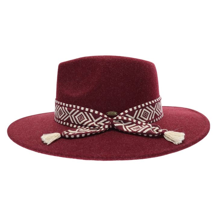 C.C Beanie - Wholesale Fedora - Women's - Geometric Trim Vegan Fabric C.C Panama HAT WF3
