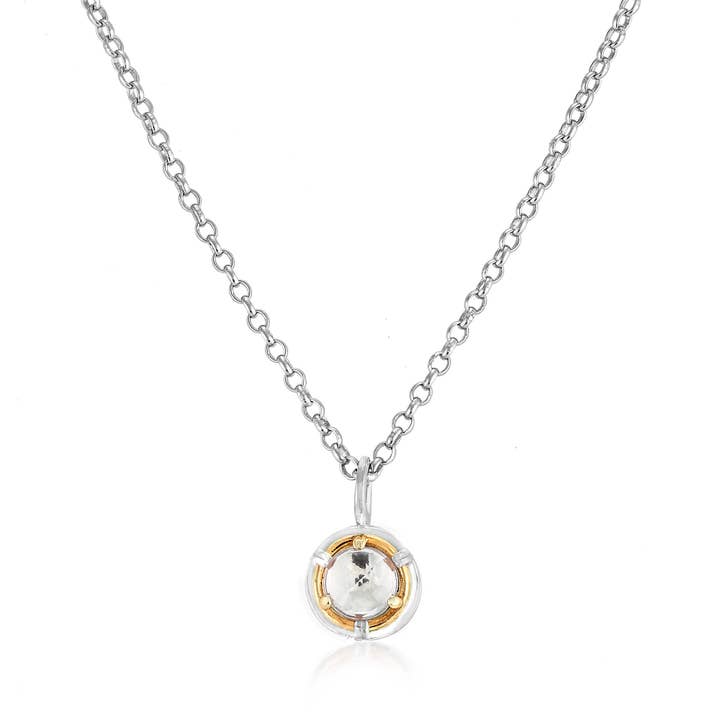 Petite White Topaz Necklace with 18k Gold Vermeil for wholesale by Anatoli Jewelry