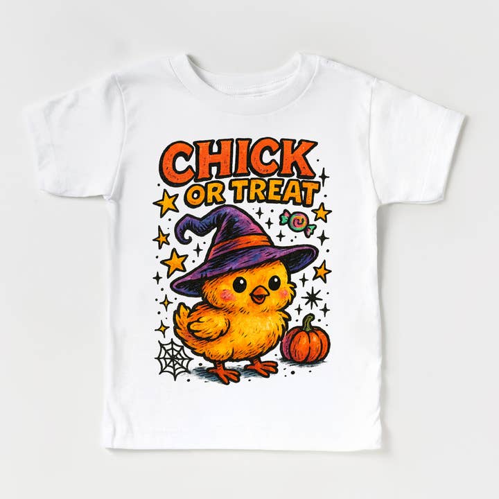 Madi Moosh - Wholesale Screen Printed T-Shirt - Kids - Chick Or Treat Chicken Halloween Shirt - Halloween Tee3