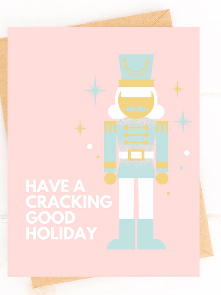 Pink Nutcracker Holiday Card Season Greetings Holiday Card for wholesale by Five Dot Post