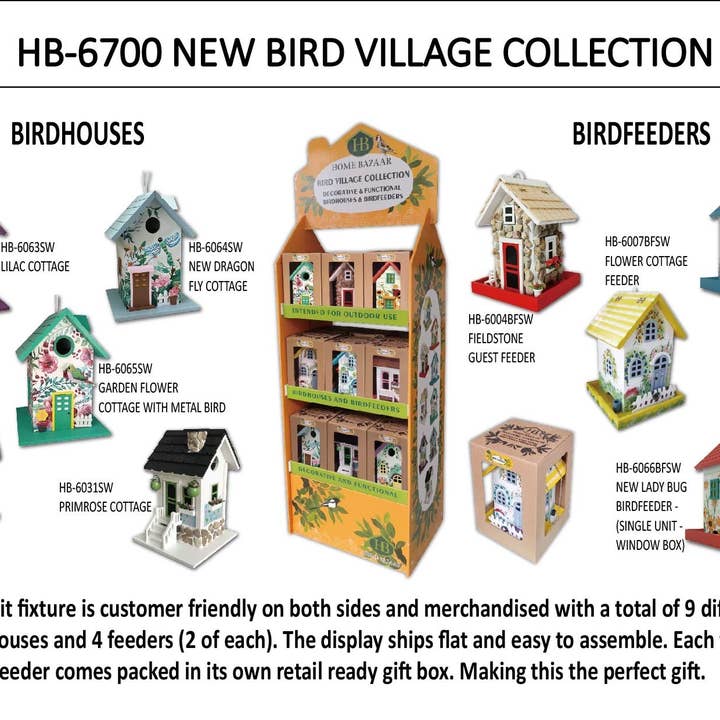 New Bird Village Collection - 18 Piece Pre-Pack & Display for wholesale by Home Bazaar