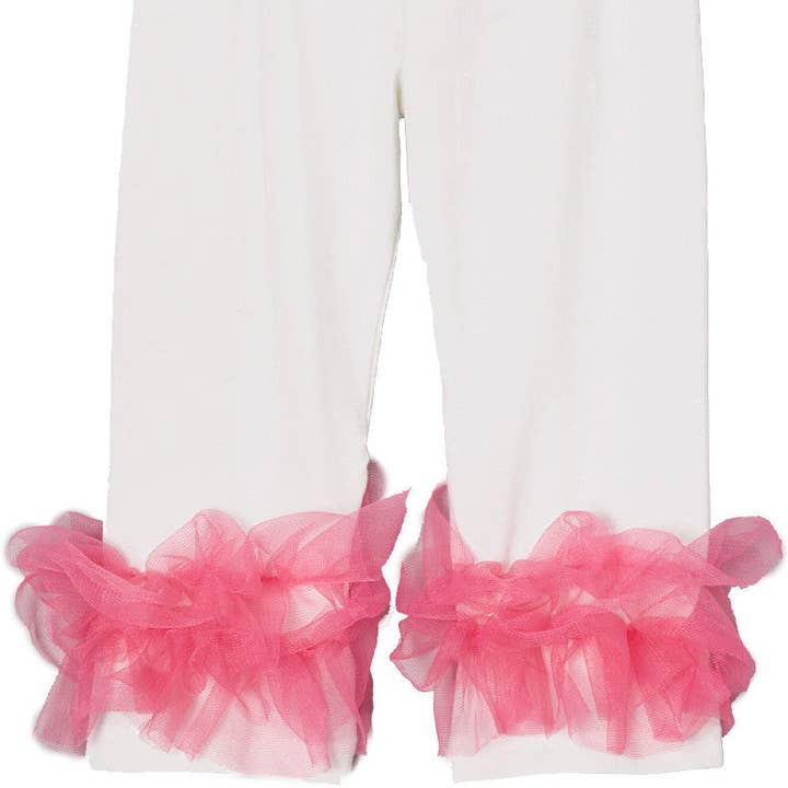 Offwhite legging met felroze dubbele ruche voor wholesale door Wenchoice